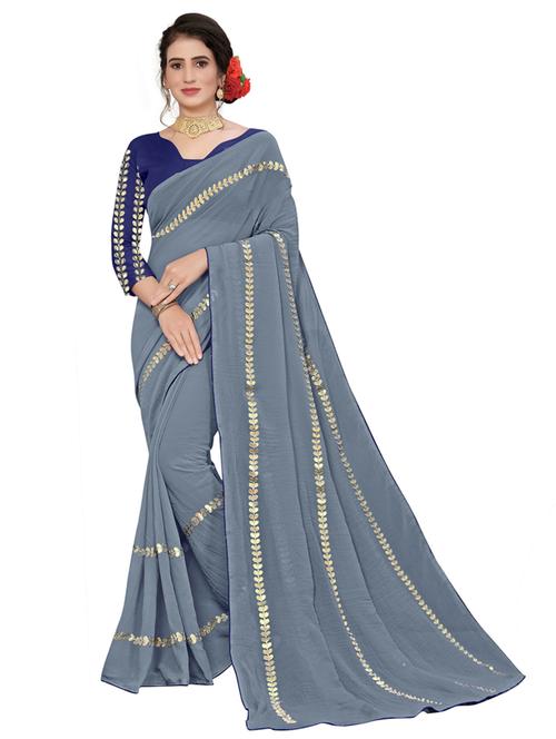 self design saree with blouse - 19880713 - Very Small Image - 1