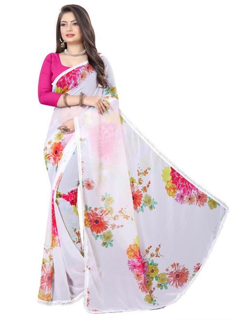 floral printed saree with blouse - 19880718 - Very Small Image - 1