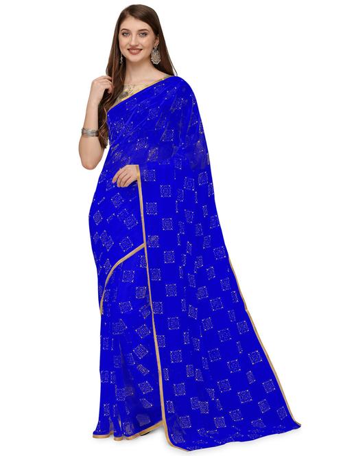foil printed saree with blouse - 19880807 - Very Small Image - 1