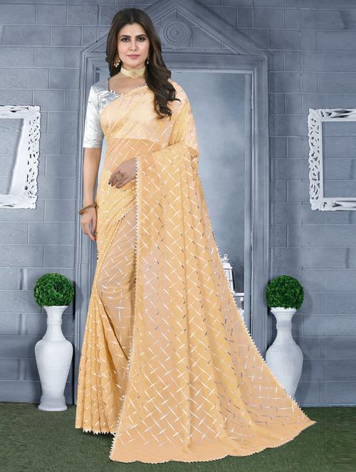 foil printed saree with blouse - 19880832 - Very Small Image - 1