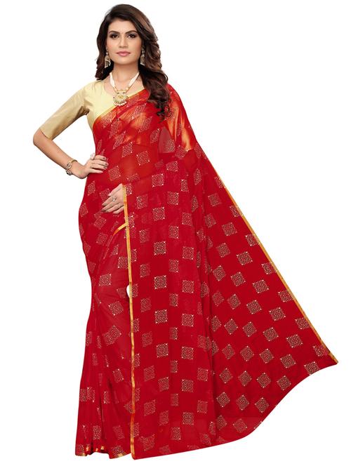 foil printed saree with blouse - 19881032 - Very Small Image - 1