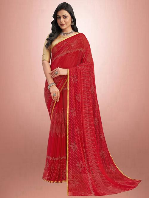 printed saree with blouse - 19881093 - Very Small Image - 1