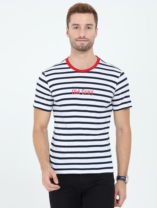 round neck striped cotton t-shirt - 19881143 - Very Small Image - 1