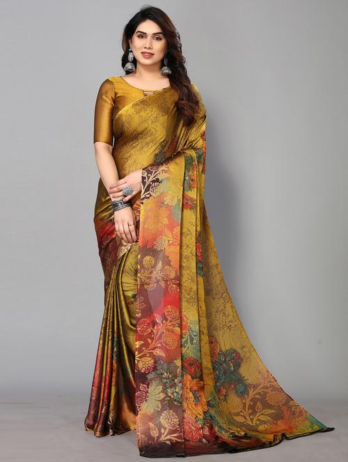 floral printed saree with blouse - 19882078 - Very Small Image - 1