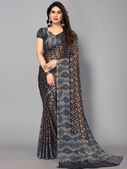 printed saree with blouse - 19882088 - Very Small Image - 1