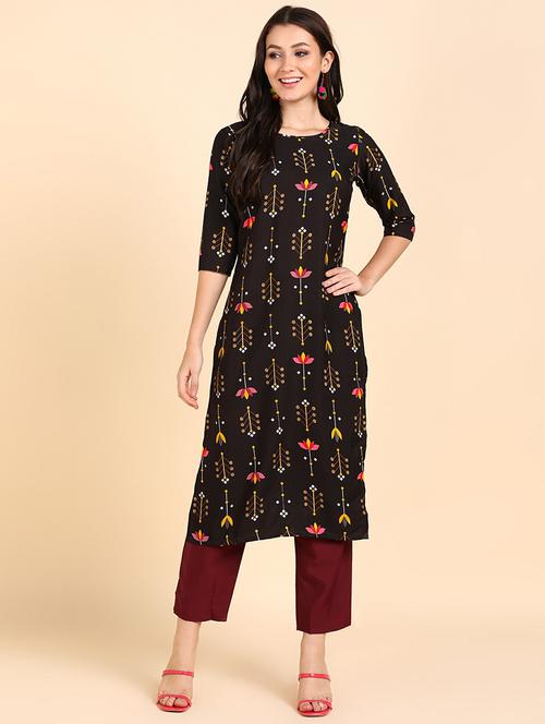 printed straight kurta and pant set - 19882343 - Very Small Image - 1