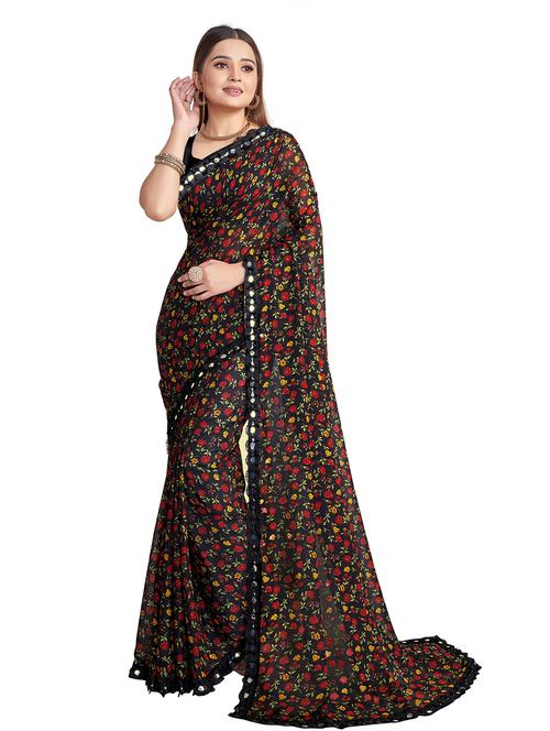 florals print georgette saree - 19882562 - Very Small Image - 1