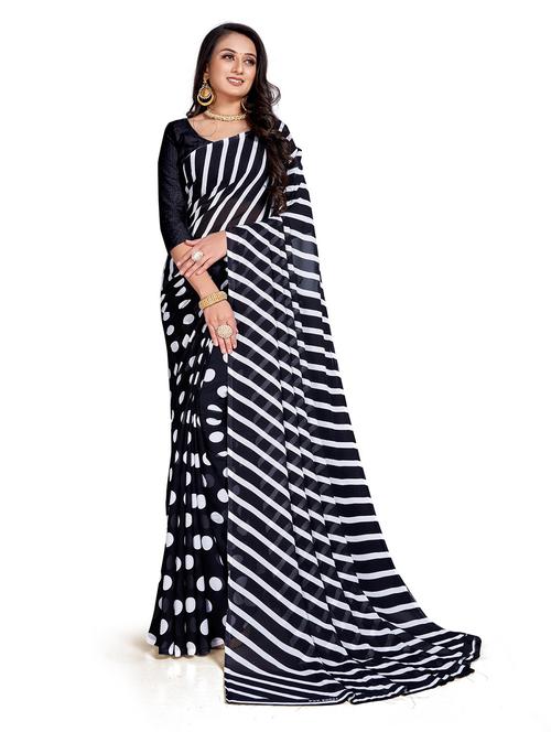 women's printed black colored saree - 19882632 - Very Small Image - 1
