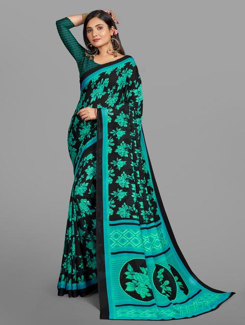 women's floral green colored saree - 19882662 - Very Small Image - 1