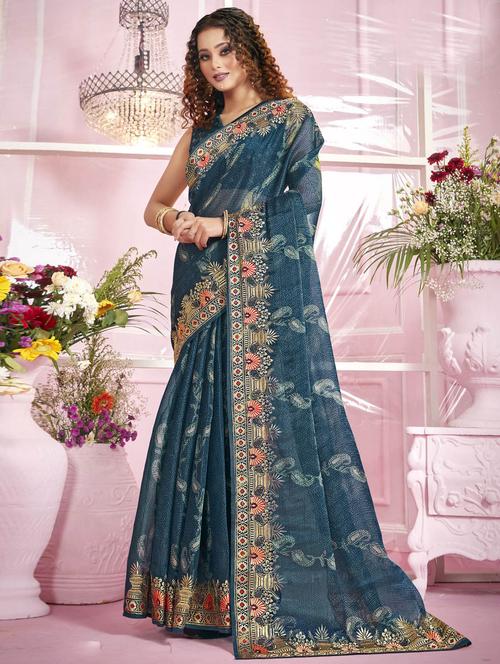 women's embroidered saree - 19882816 - Very Small Image - 1