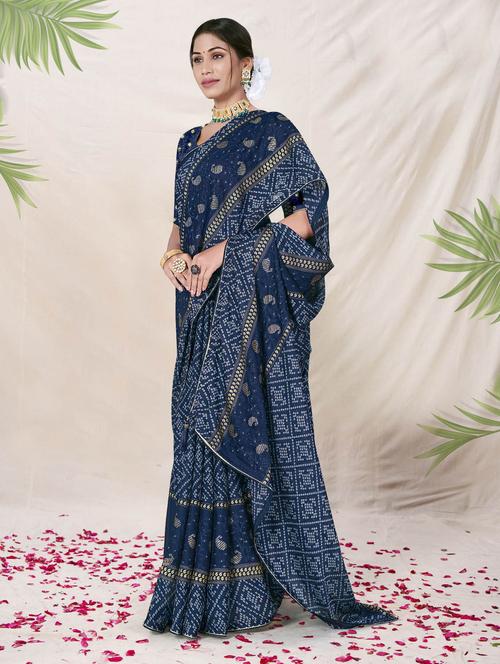 printed woven saree with blouse - 19882857 - Very Small Image - 1