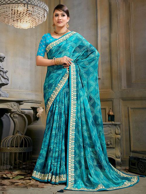 printed woven saree with blouse - 19882902 - Very Small Image - 1