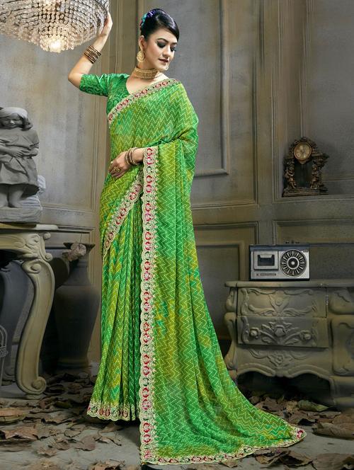 embroidered border woven saree with blouse - 19882904 - Very Small Image - 1