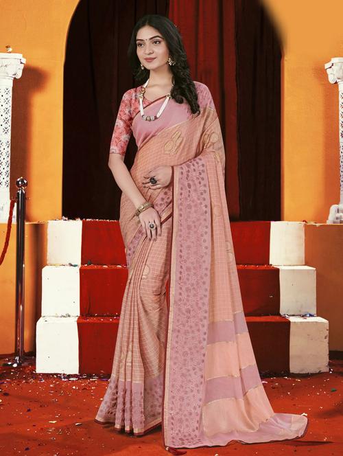 embroidered border woven saree with blouse - 19882930 - Very Small Image - 1