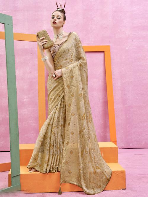 embroidered woven saree with blouse - 19882940 - Very Small Image - 1