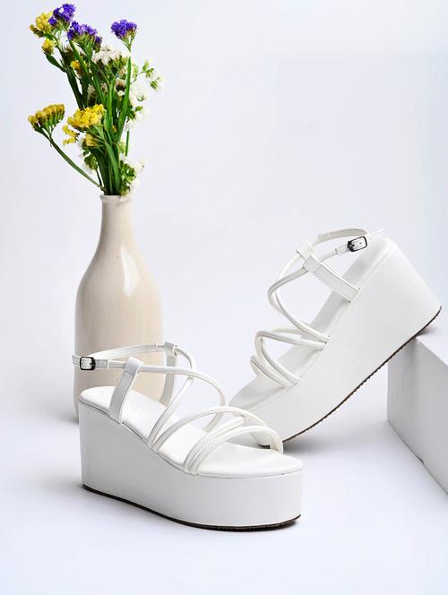 white synthetic ankle strap sandals - 19883288 - Very Small Image - 1