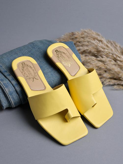 yellow synthetic slip on sandals - 19883301 - Very Small Image - 1