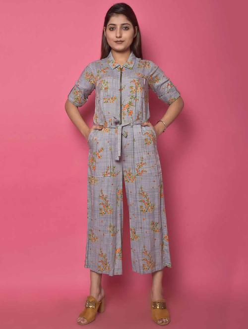 floral print 3/4 jumpsuit - 19883721 - Very Small Image - 1