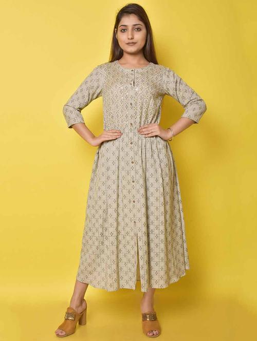 printed a-line ethnic dress - 19883741 - Very Small Image - 1