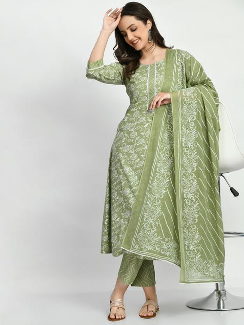 printed kurta pant with dupatta set - 19883773 - Very Small Image - 1