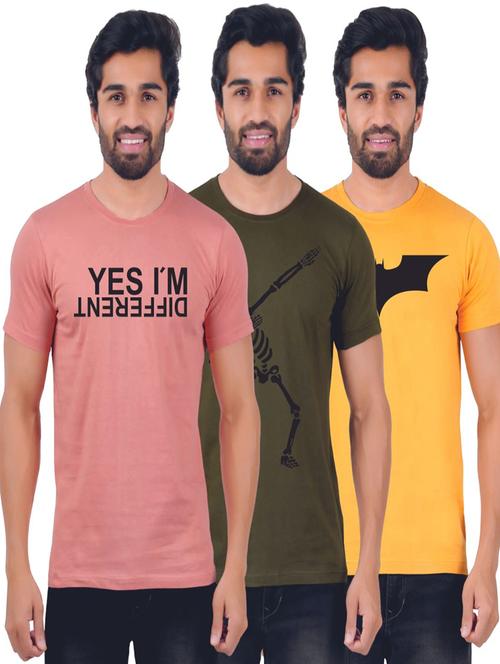 round neck printed t-shirts combo - 19885492 - Very Small Image - 1