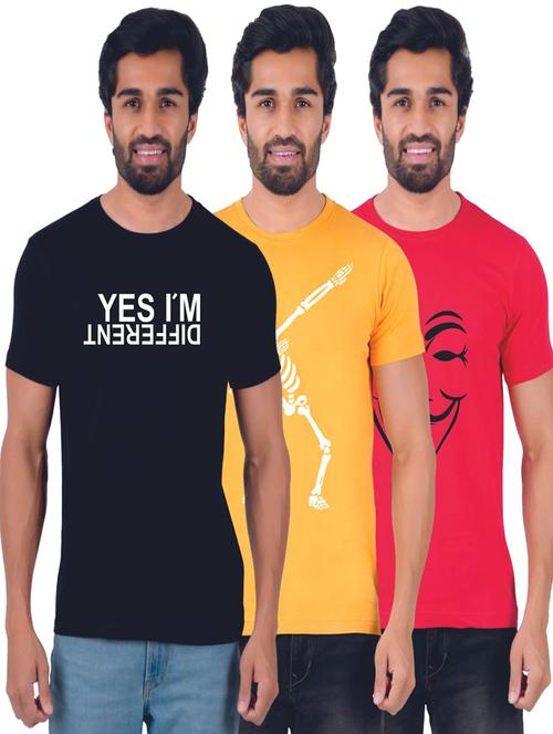 round neck printed t-shirts combo - 19885526 - Very Small Image - 1
