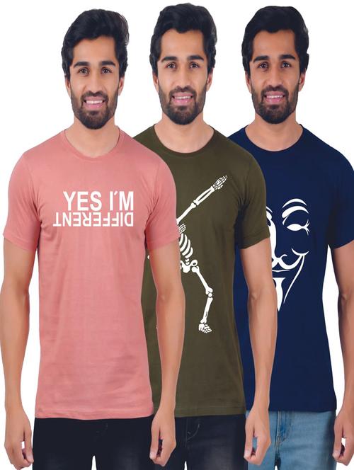 round neck printed t-shirts combo - 19885529 - Very Small Image - 1