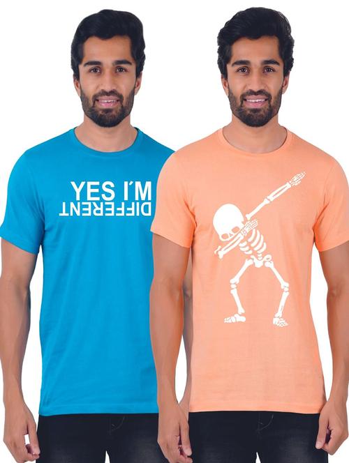 round neck printed t-shirts combo - 19885565 - Very Small Image - 1