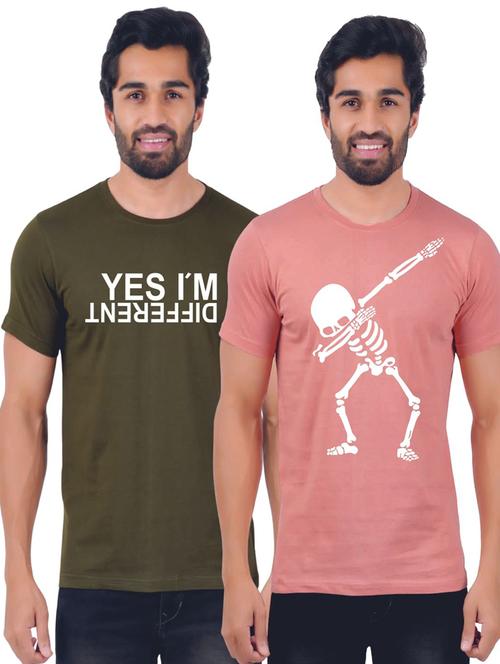 round neck printed t-shirts combo - 19885570 - Very Small Image - 1