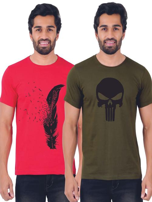 round neck printed t-shirts combo - 19885610 - Very Small Image - 1