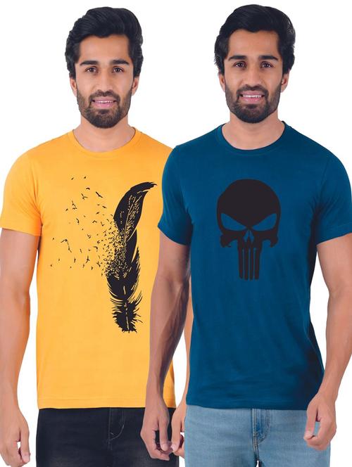 round neck printed t-shirts combo - 19885612 - Very Small Image - 1
