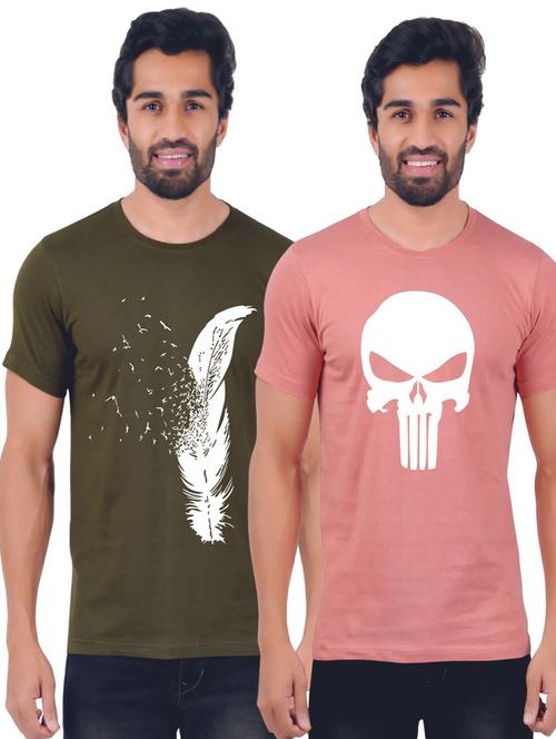 round neck printed t-shirts combo - 19885614 - Very Small Image - 1