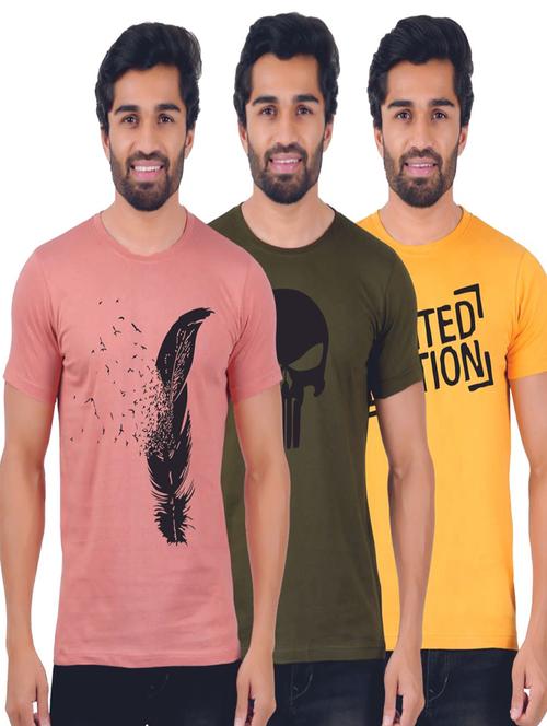 pack of 3 chest print t-shirt - 19885905 - Very Small Image - 1