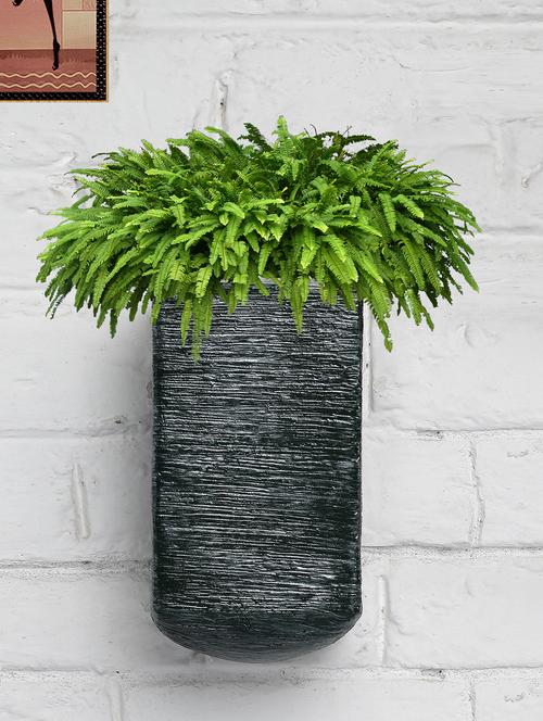 home decor fiber wall hanging planter pot u shape metallic green flower pot for home, office, garden, indoor planter - 19885955 - Very Small Image - 1