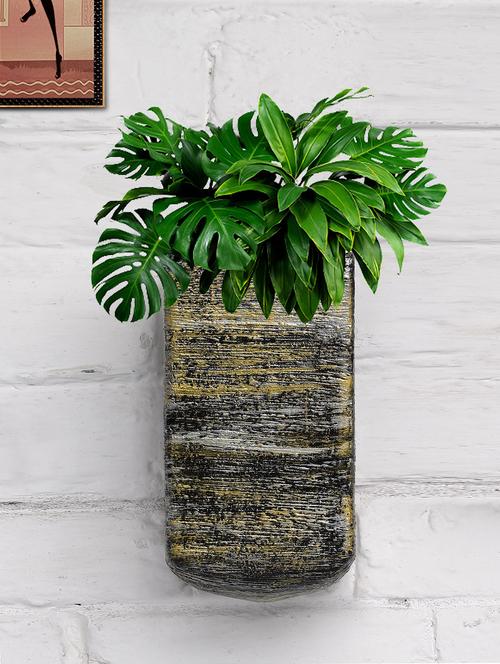 home decor fiber wall hanging planter pot u shape metallic golden silver flower pot for home, office, garden, indoor planter - 19885957 - Very Small Image - 1