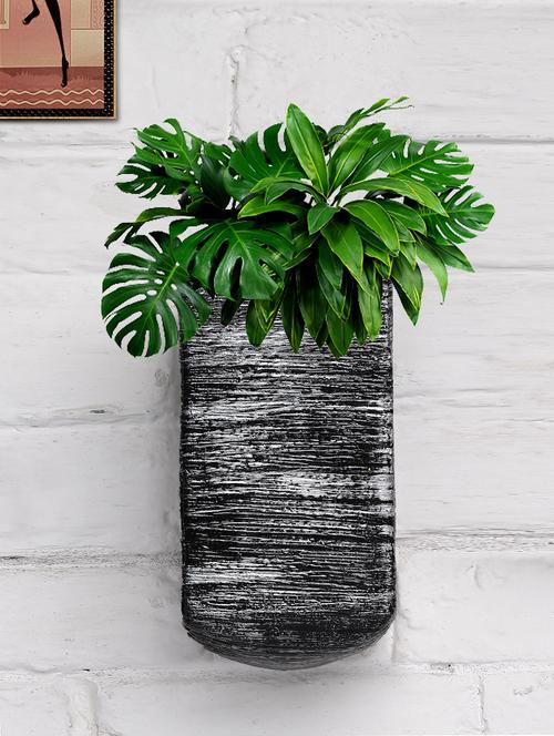 home decor fiber wall hanging planter pot u shape metallic silver flower pot for home, office, garden, indoor planter - 19885958 - Very Small Image - 1