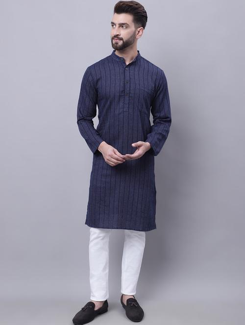 men self design cotton kurta - 19886014 - Very Small Image - 1
