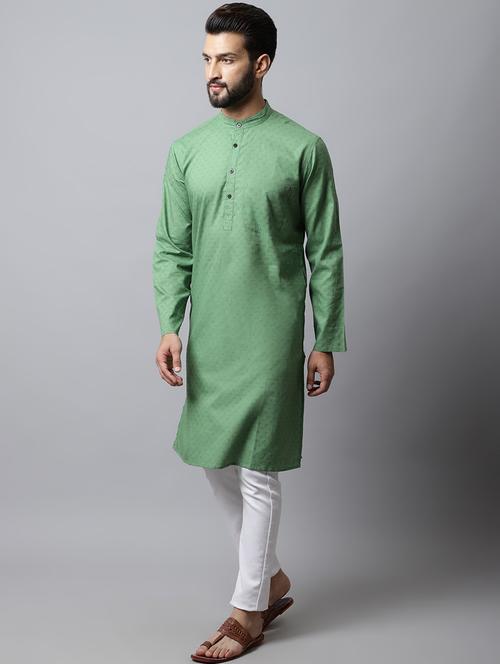 green cotton long kurta - 19886021 - Very Small Image - 1