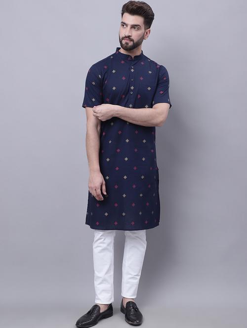 blue cotton long kurta - 19886028 - Very Small Image - 1