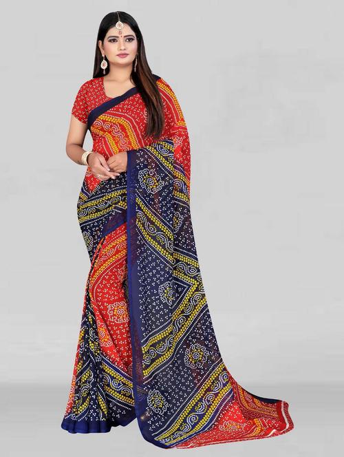 bandhani printed saree with blouse - 19886177 - Very Small Image - 1