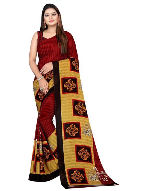 printed saree with blouse - 19886203 - Very Small Image - 1