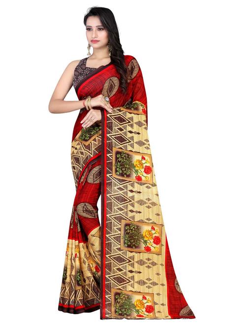 printed saree with blouse - 19886304 - Very Small Image - 1