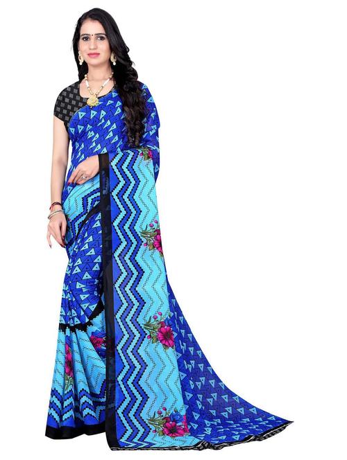 printed saree with blouse - 19886561 - Very Small Image - 1