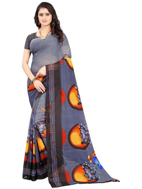 printed saree with blouse - 19886564 - Very Small Image - 1