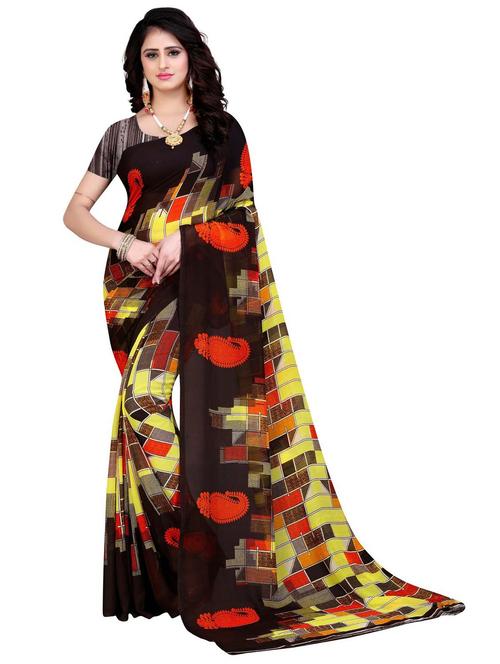 printed saree with blouse - 19886574 - Very Small Image - 1
