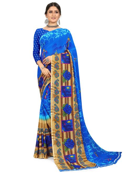 printed saree with blouse - 19886683 - Very Small Image - 1