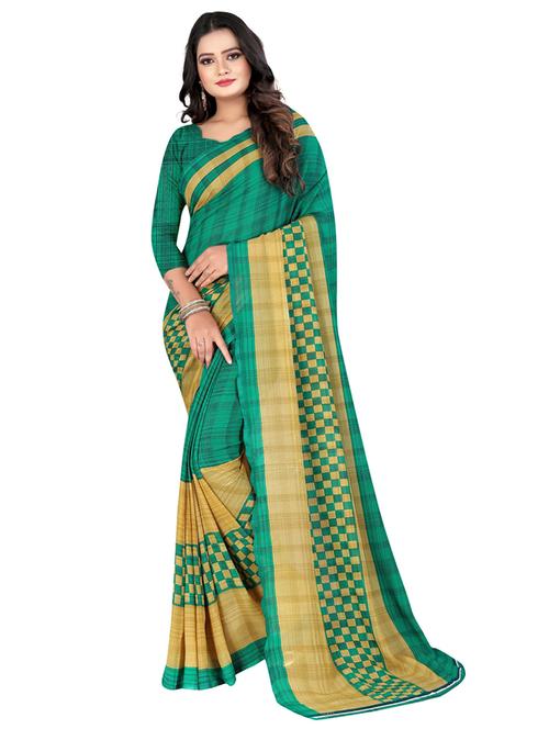 check printed saree with blouse - 19887826 - Very Small Image - 1