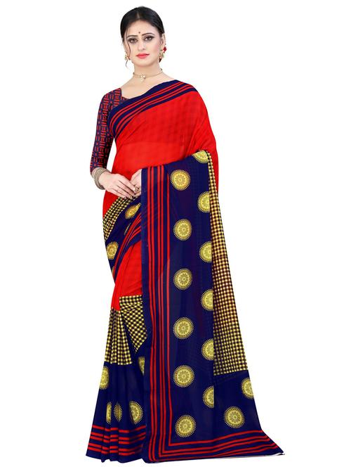 check printed saree - 19887843 - Very Small Image - 1
