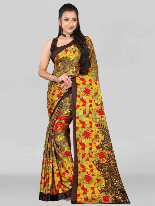 floral printed saree - 19887892 - Very Small Image - 1