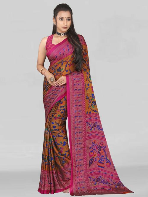floral printed saree - 19887900 - Very Small Image - 1